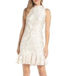 Eliza J Sleeveless Jacquard Dress